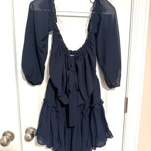 MISA Navy Blue Ruffle blouse